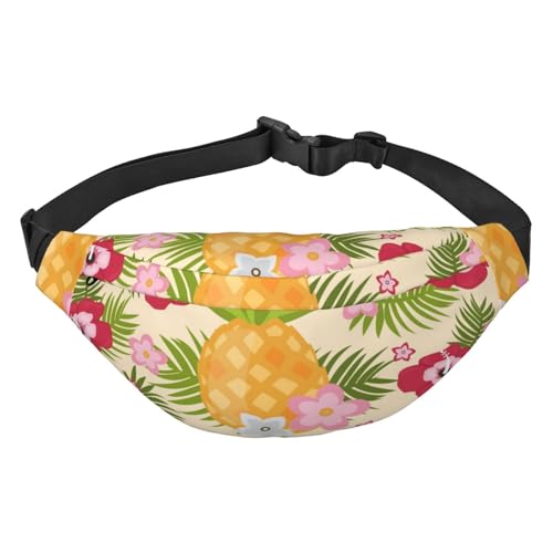 Gürteltasche für Herren, modische Umhängetasche, Bauchtasche für Damen, Hüfttasche mit verstellbarem Riemen, Blumen mit Ananas, Mehrfarbig, Einheitsgröße von GIMMAV