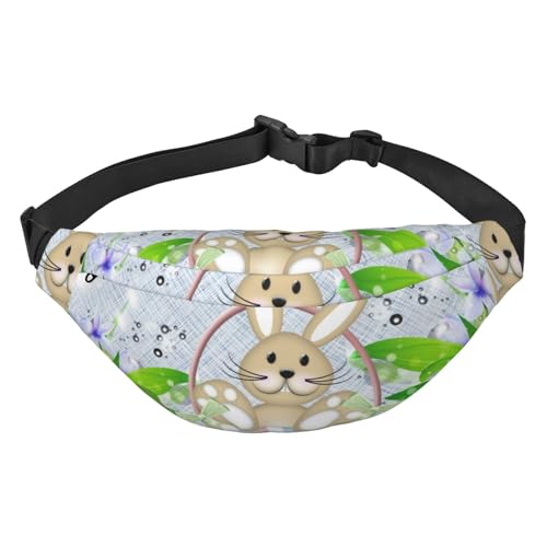 Gürteltasche für Herren, modische Umhängetasche, Bauchtasche für Damen, Hüfttasche mit verstellbarem Riemen, Happy Easter Hasen, Mehrfarbig, Einheitsgröße von GIMMAV