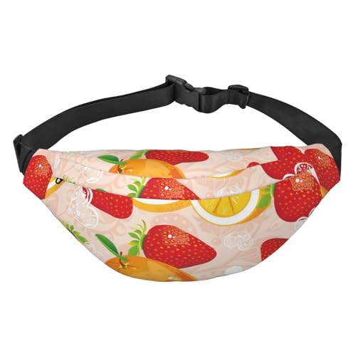 Gürteltasche für Herren, modische Umhängetasche, Bauchtasche für Damen, Hüfttasche mit verstellbarem Riemen, Orangen, Erdbeeren, Mehrfarbig, Einheitsgröße von GIMMAV