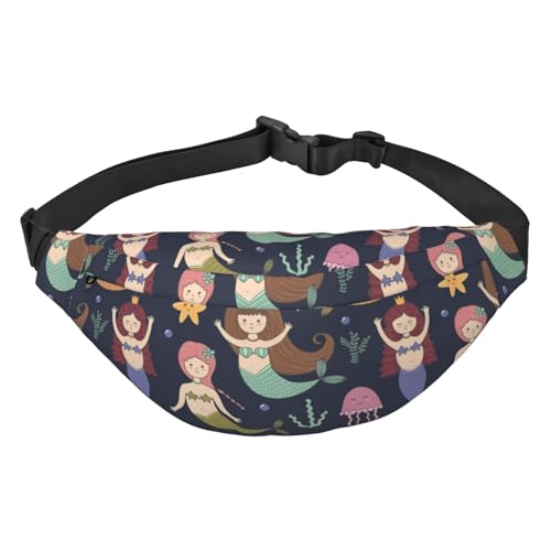 Nette Meerjungfrau Muster Taille Pack zum Laufen Fanny Pack für Damen und Herren Crossbody Gürteltasche Bauchtasche, mehrfarbig, Einheitsgröße, Kuriertasche von GIMMAV