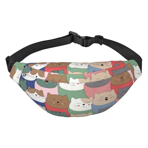 Niedliche Glas Katze Muster Taille Pack zum Laufen Fanny Pack für Frauen und Männer Crossbody Gürteltasche Bauchtasche, mehrfarbig, Einheitsgröße, Kuriertasche von GIMMAV