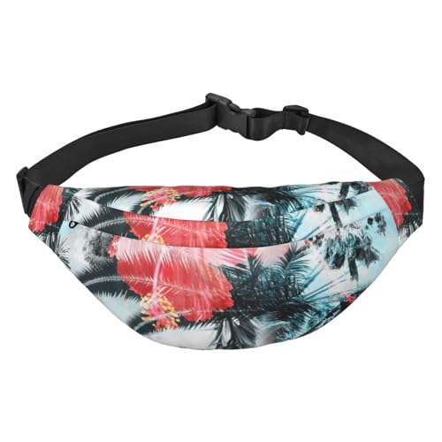 Schöne tropische Blumen Gürteltasche für Männer Modische Crossbody Fanny Pack für Frauen Hüfttasche mit verstellbarem Riemen, mehrfarbig, Einheitsgröße, Kuriertasche von GIMMAV