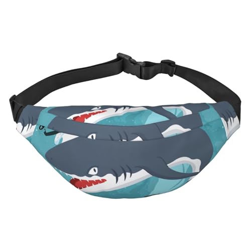 Shark Ocean Blue Fanny Pack for Men Women, Waterproof Sports Waist Bag Pack, Belt Bag for Travel Hiking Running, Mehrfarbig, Einheitsgröße von GIMMAV