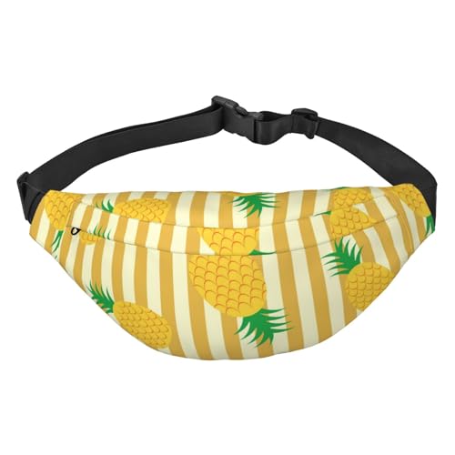 Streifen Ananas Muster Fanny Pack für Männer Frauen, wasserdichte Sport Hüfttasche Pack, Gürteltasche für Reisen Wandern Laufen, Mehrfarbig, Einheitsgröße von GIMMAV