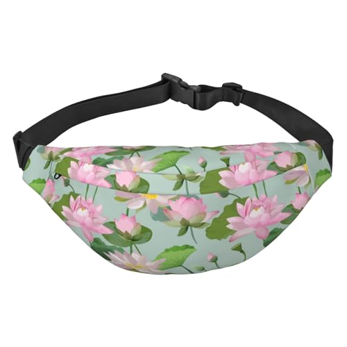 Summer Fresh Lotus Pattern Waist Pack for Running Fanny Pack for Women and Men Crossbody Belt Bag Bum Bag, Mehrfarbig, Einheitsgröße von GIMMAV