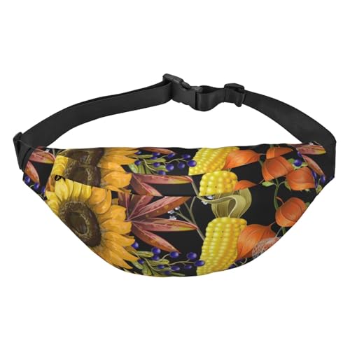 Sunflowers and Pumpkins Autumn Yellow Leaves Waist Pack for Running Fanny Pack for Women and Men Crossbody Belt Bag Bum Bag, Mehrfarbig, Einheitsgröße von GIMMAV