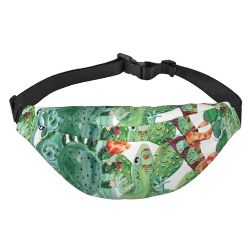 Umhängetasche für Damen und Herren, modische Gürteltasche für Wandern, Laufen, Reisen, lustiges Aquarell-Chamäleon und Kaktus, Mehrfarbig, Einheitsgröße von GIMMAV