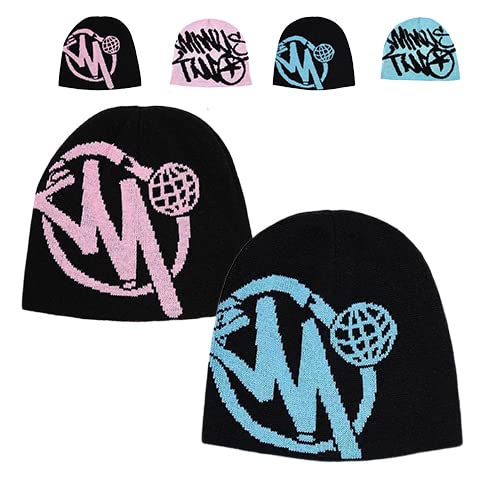 Minus Two Hat Mütze, Minus Two Beanies, 2023 Hip Hop Print Beanie Mütze, Lässige Strickmütze Im American Street Style, Minus Two Casual Caps Street Trend Personalized Casual Caps von GIMOCOOL