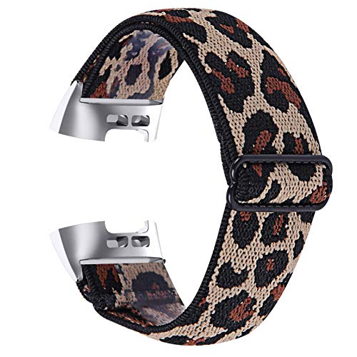 GIMart Kompatibel mit Fitbit Charge 4 Armband/Charge 3 Armband für Damen Herren, Stoff Atmungsaktives Sportband Gewebtes Nylon Ersatzarmband Armband für Fitbit Charge 3 & Charge 4 & SE (Leopard) von GIMart