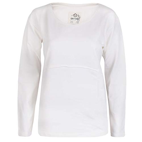 GIN TONIC Damen Longsleeve Langarm Shirt Rundhals, Größe:L, Farbe:White von GIN TONIC