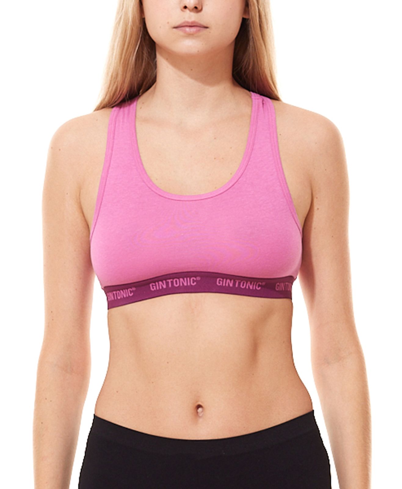 GIN TONIC Damen Sport-BH mit Ringerrücken Bustier 212061938 Pink von GIN TONIC