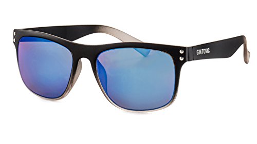 Gin Tonic Eckige Herren Sonnenbrille/Leichte Sonnenbrille mit verspiegelten Gläsern im sportlichen Design (Schwarz-Grau, Blau) F2502988 von Gin Tonic