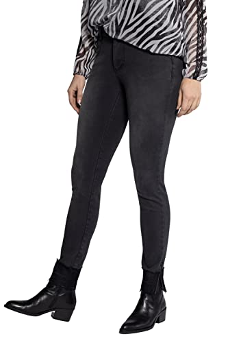 Gina Laura Damen Größen, Black Denim Jeans mit Spitze, dunkelgrau, 46 von GINA LAURA