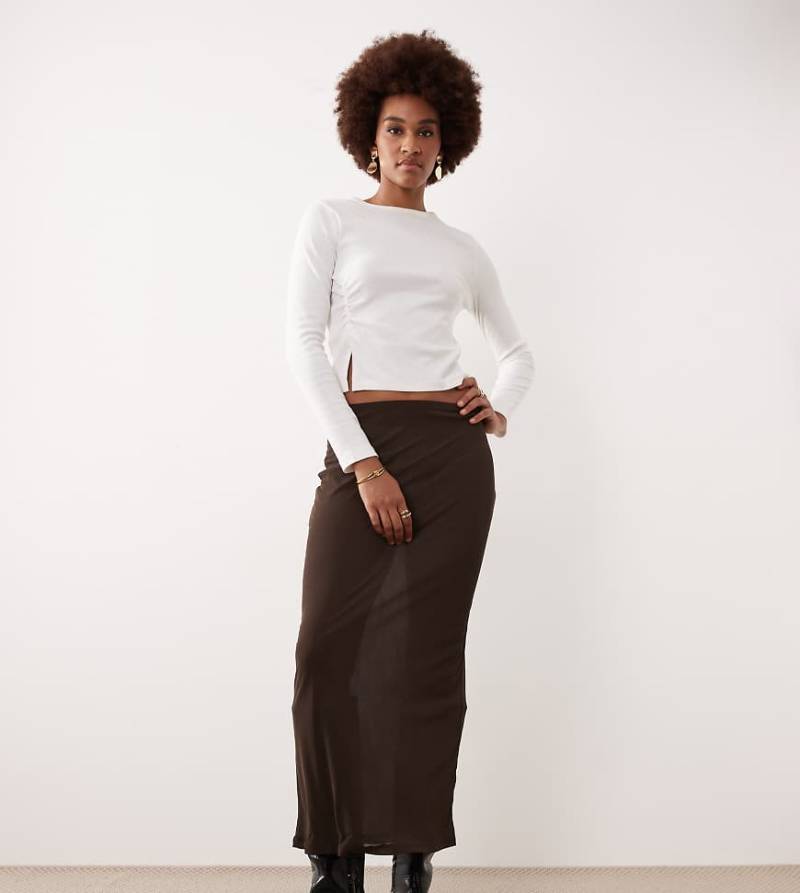 Gina Tricot Tall - Transparenter Midirock in Braun-Brown von GINA TRICOT Tall