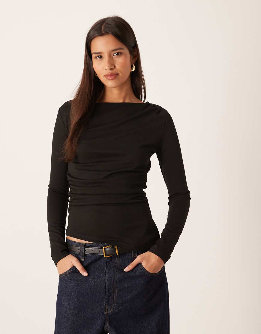 Gina Tricot - Asymmetrisches Langarmoberteil in Schwarz von GINA TRICOT