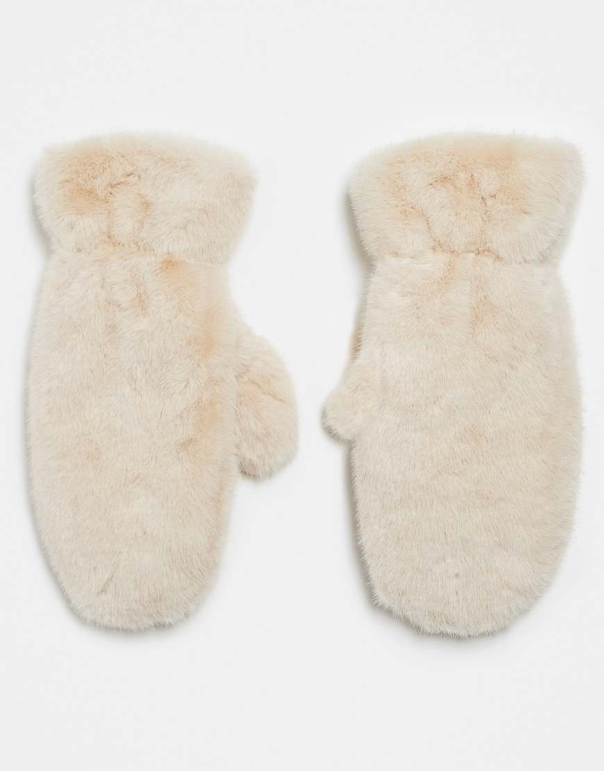 Gina Tricot - Fäustlinge aus Kunstpelz in Hellbeige-Neutral von GINA TRICOT