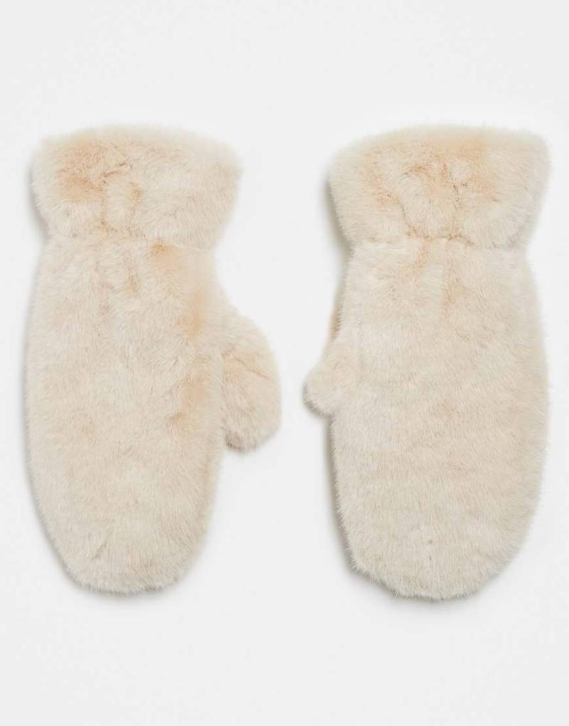 Gina Tricot - Fäustlinge aus Kunstpelz in Hellbeige-Neutral von GINA TRICOT