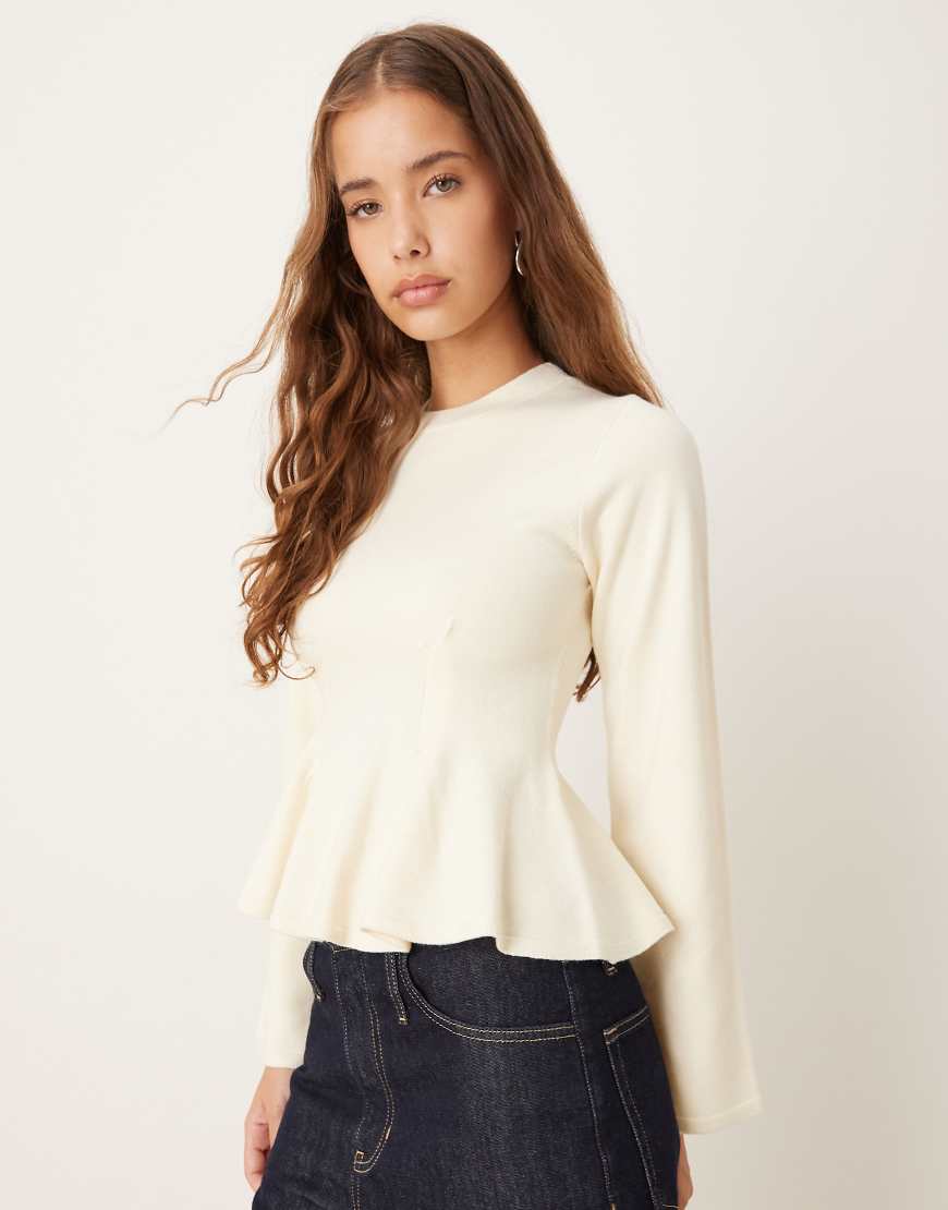 Gina Tricot - Gestricktes Schößchenoberteil in Cremeweiß von GINA TRICOT