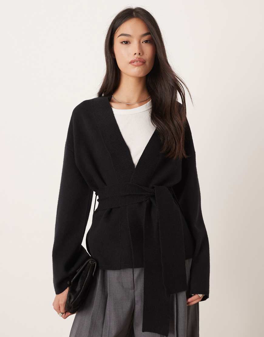 Gina Tricot - Gewickelte Kimono-Strickjacke in Schwarz von GINA TRICOT
