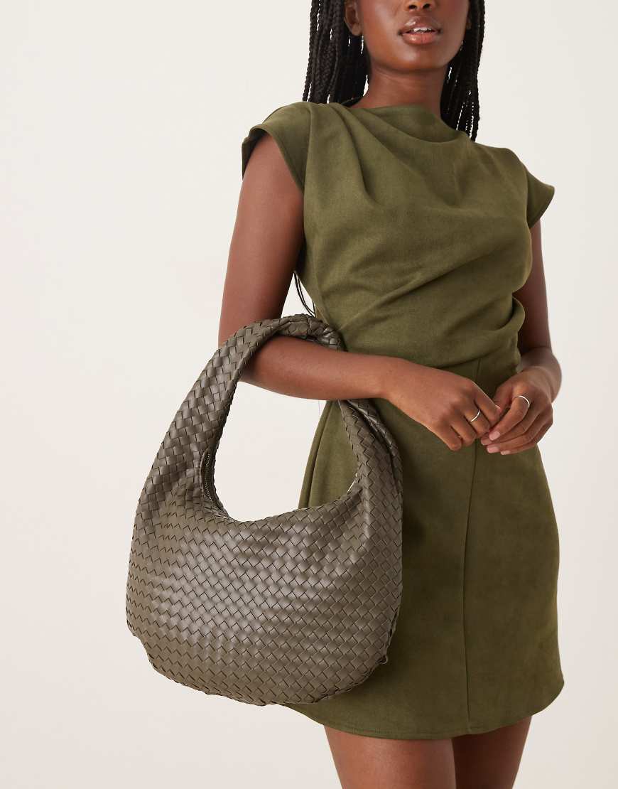 Gina Tricot - Große Tragetasche in dunklem Khaki mit Flechtmuster-Grün Gina Tricot - Große Tragetasche in dunklem Khaki mit Flechtmuster-Grün von GINA TRICOT
