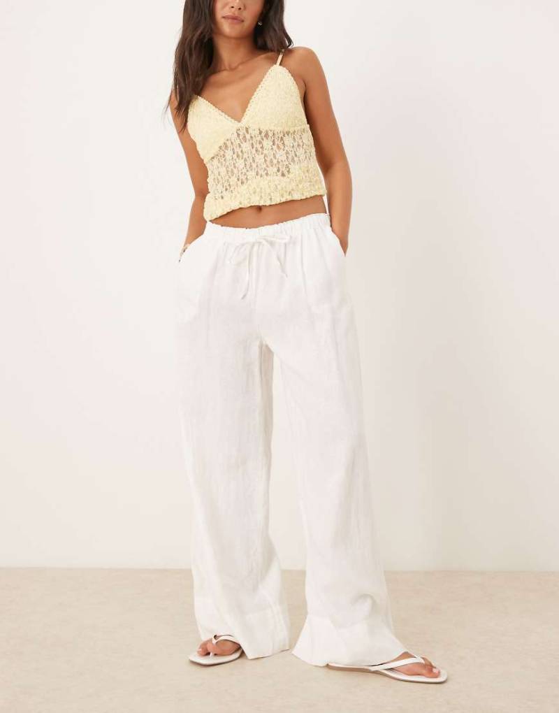 Gina Tricot - Hose aus Leinen in Weiß mit weitem Bein von GINA TRICOT