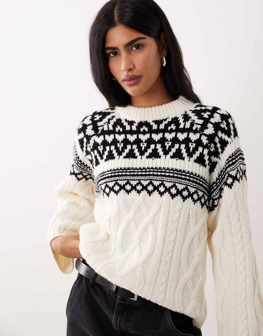 Gina Tricot - Jacquard-Strickpullover in Creme-Weiß von GINA TRICOT