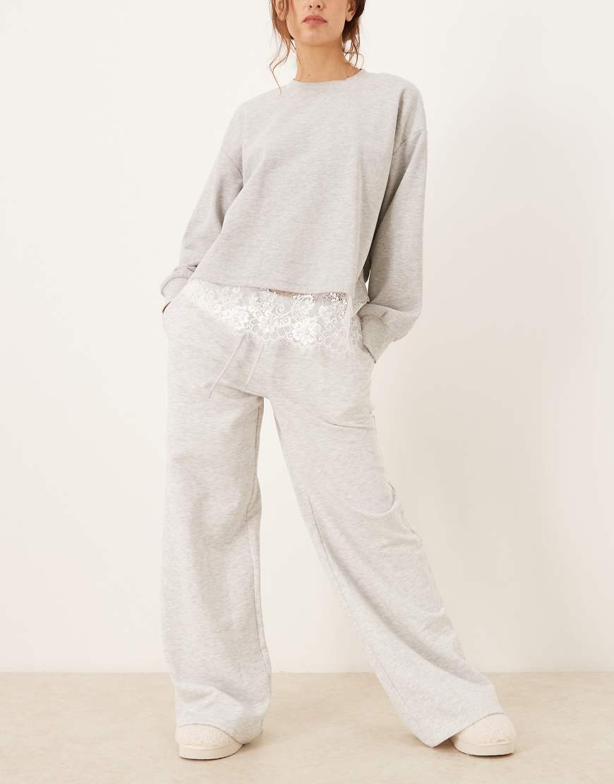 Gina Tricot - Jogginghose in meliertem Hellgrau mit niedrigem Bund und Kordelzug von GINA TRICOT