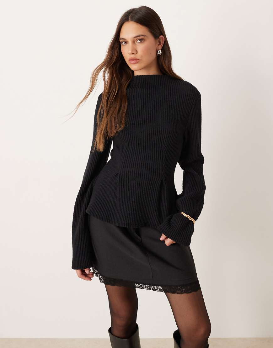Gina Tricot - Langärmliges Schößchenoberteil in Schwarz von GINA TRICOT