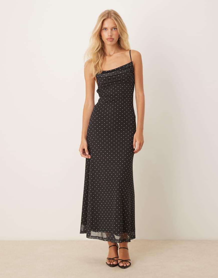 Gina Tricot - Midikleid aus Netzstoff in Schwarz mit weißem Punktemuster-Bunt Gina Tricot - Midikleid aus Netzstoff in Schwarz mit weißem Punktemuster-Bunt von GINA TRICOT