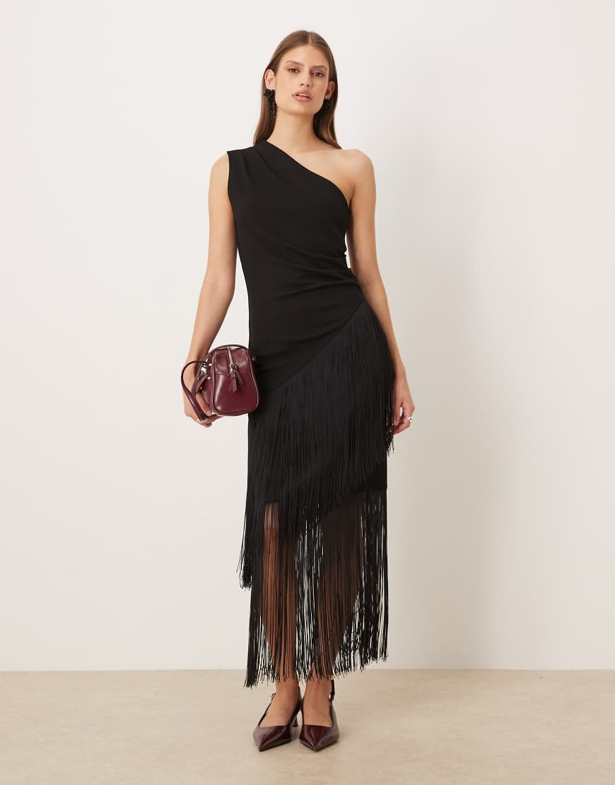 Gina Tricot - Midirock in Schwarz mit Fransen, Kombiteil von GINA TRICOT