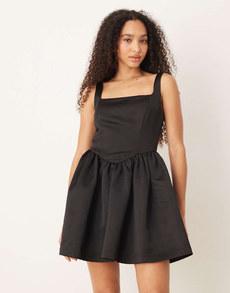 Gina Tricot - Minikleid im Korsettstil aus Satin in Schwarz von GINA TRICOT