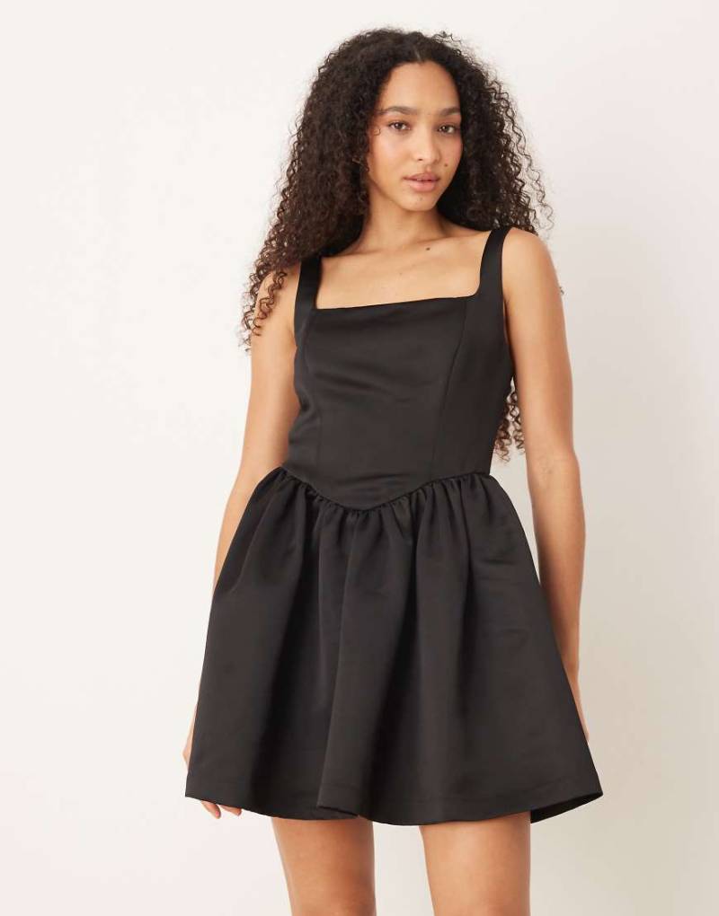 Gina Tricot - Minikleid im Korsettstil aus Satin in Schwarz von GINA TRICOT