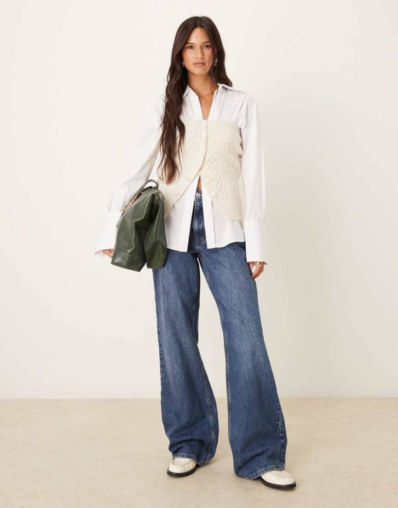 Gina Tricot - Mix and Match - Schlauchoberteil aus Strick mit Zopfmuster in Elfenbein-Creme-Weiß von GINA TRICOT
