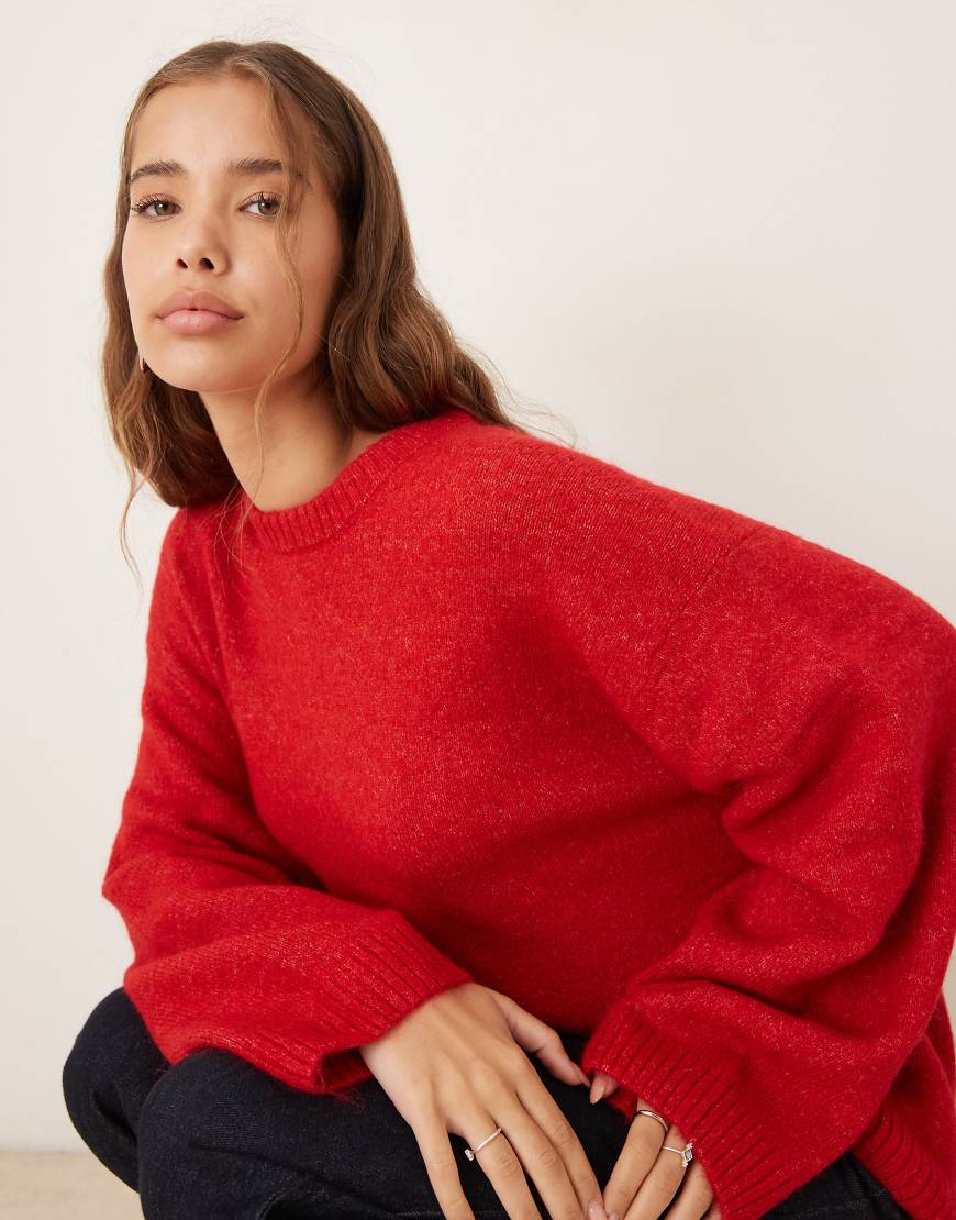 Gina Tricot - Pullover aus Wolle und Alpakawolle in Rot mit Rundhalsausschnitt von GINA TRICOT