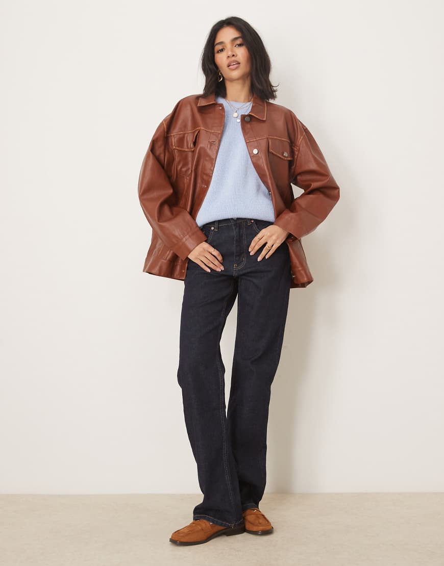 Gina Tricot - Relaxed Fit Straight Jeans in Indigo-Rinse-Waschung mit mittelhohem Bund, Kombiteil-Blau Gina Tricot - Relaxed Fit Straight Jeans in Indigo-Rinse-Waschung mit mittelhohem Bund, Kombiteil-Blau von GINA TRICOT