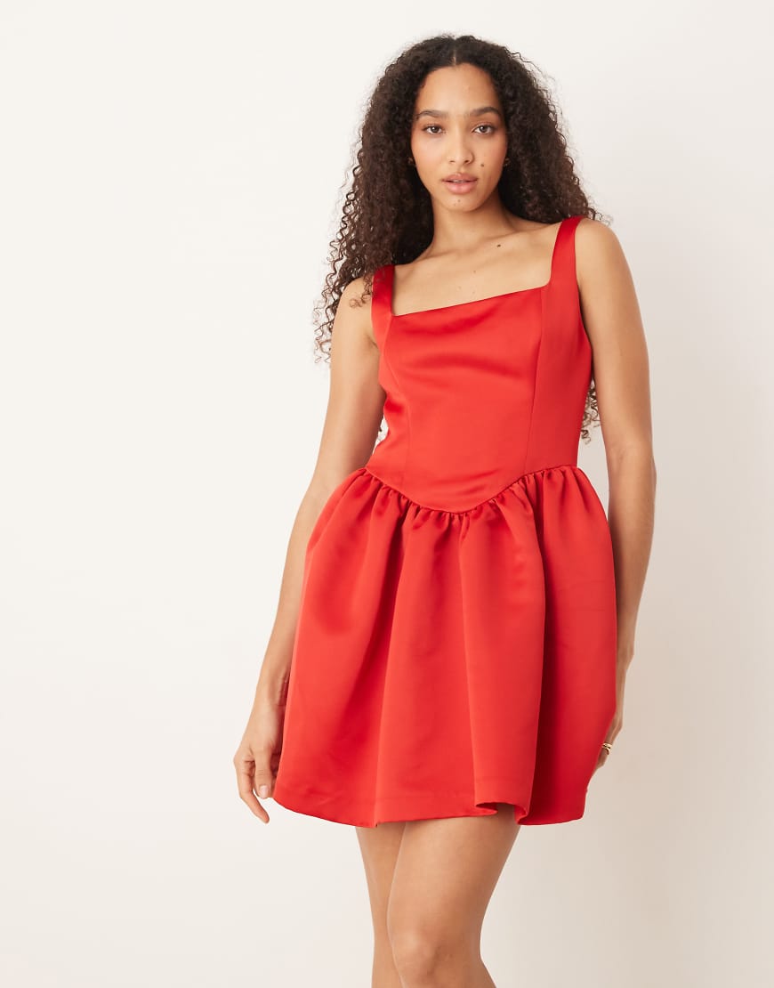 Gina Tricot - Satin-Minikleid in Rot im Korsettstil von GINA TRICOT