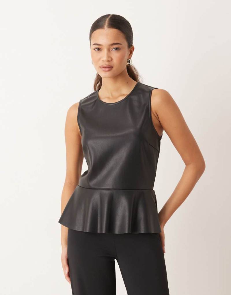 Gina Tricot - Schößchenoberteil aus PU in Schwarz von GINA TRICOT