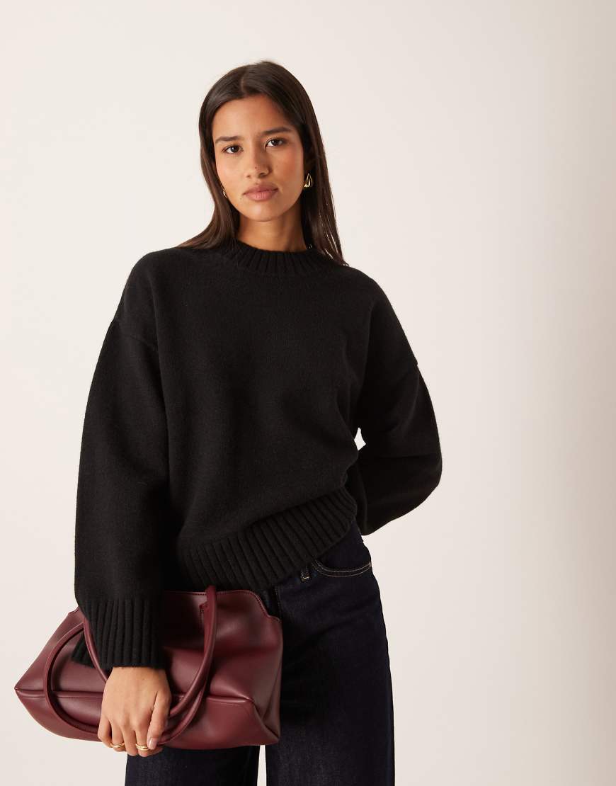 Gina Tricot - Strickpullover in Schwarz mit Rundhalsausschnitt und weiten Ärmeln von GINA TRICOT