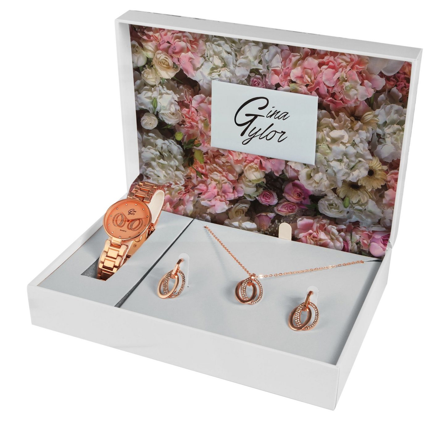 GINA TYLOR Schmuckset EX604 Gina Tylor Geschenkset mit Metallarmbanduhr und Schmukset, Damen Geschenkset von GINA TYLOR