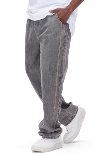 GINGTTO Baggy Jeans Herren Loose Fit Denim Straight Jeanshose Regular Männer Relaxed fit Lässigen Casual Hosen Streetwear Hellgrau 34/30 von GINGTTO