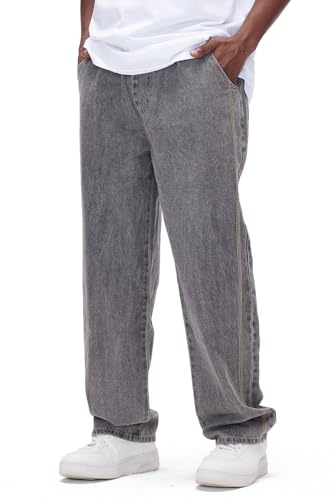 GINGTTO Baggy Jeanshose Herren Straight Loose Fit Jeans Männer Regular Denim Vintage Relaxed fit Lässigen Street Freizeithose Hellgrau 32 GINGTTO Baggy Jeanshose Herren Straight Loose Fit Jeans Männer Regular Denim Vintage Relaxed fit Lässigen Street Freizeithose Hellgrau 32 von GINGTTO