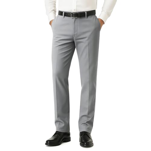 GINGTTO Herren Anzughose Slim fit Stretch Trousers for Men Casual Chino Hose für Männer Grau 34 von GINGTTO