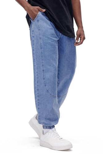 GINGTTO Baggy Jeans Herren Straight Loose Fit Jeanshose für Männer Regular Blue Denim Hose Relaxed fit Jean Hosen Streetwear Mit Taschen 34 von GINGTTO