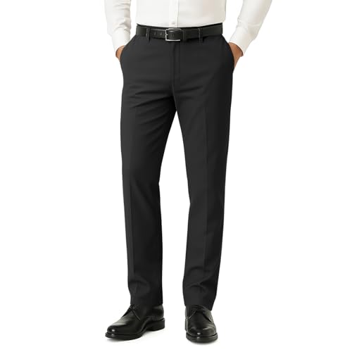 GINGTTO Anzughose Herren Slim fit Stretch Stoffhose für Männer Business Chino Hose for Men Schwarz 34 von GINGTTO