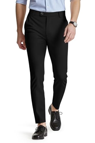 GINGTTO Chino Hose Herren Slim Stretch Männer Skinny Stoffhose Tapered Chinohose Casual Hosen Schwarz 34/30 von GINGTTO