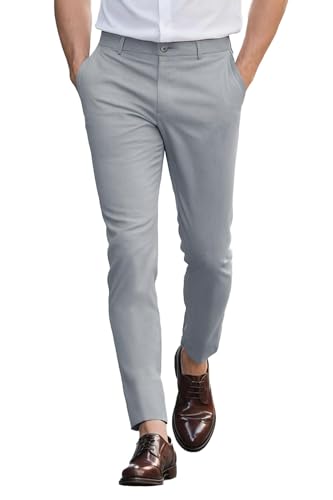 GINGTTO Herren Chino Skinny Hose Slim fit Chinohose Casual mit Stretch Designer Hose Stoffhose Hellgrau 34 von GINGTTO