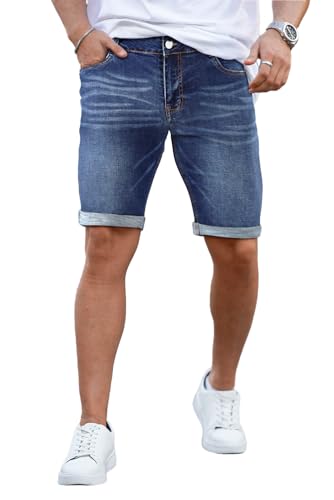 GINGTTO Herren Shorts Jeans Skinny Sommer Kurze Denim Männer Slim Fit Stretch Jeansshorts Blau 32 GINGTTO Herren Shorts Jeans Skinny Sommer Kurze Denim Männer Slim Fit Stretch Jeansshorts Blau 32 von GINGTTO