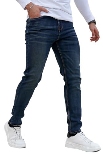 GINGTTO Super Stretch Slim Fit Herren Jeans Dunkelblau Denim Jeanshose 30 von GINGTTO