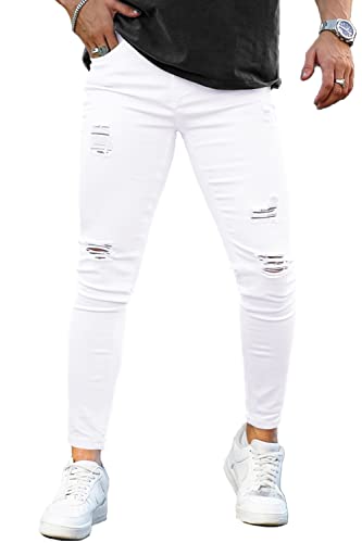 GINGTTO Herren Ripped Jeans Mit Löcher Stretch Slim Fit Weiße Denim Hose Knie Röhrenjeans 28/30 GINGTTO Herren Ripped Jeans Mit Löcher Stretch Slim Fit Weiße Denim Hose Knie Röhrenjeans 28/30 von GINGTTO