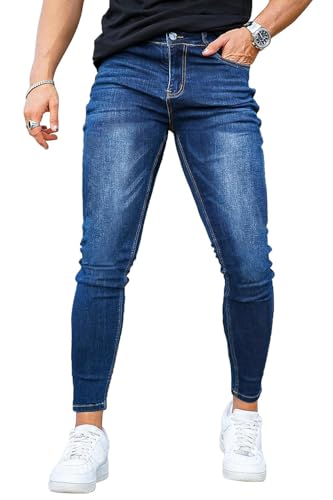GINGTTO Denim Jeans Herren Slim Fit Stretch Jeanshose Männer Skinny Fit Hosen Blau 30/30 von GINGTTO